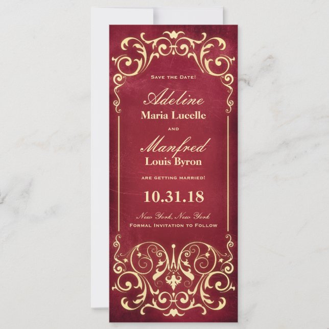 Reserve A Data Nouveau Vitoriano: Salve a Data Vermelho e Dourado (Frente)