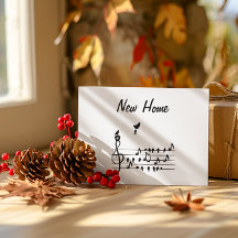 Nova casa, música, carregando de pássaros, chave d