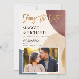 Reserve A Data Nova Data de Casamento de Foto com Abstrato Modern