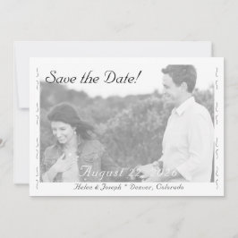 Reserve A Data Nuptial Grace B&W Wedding Flat Save The Date Card