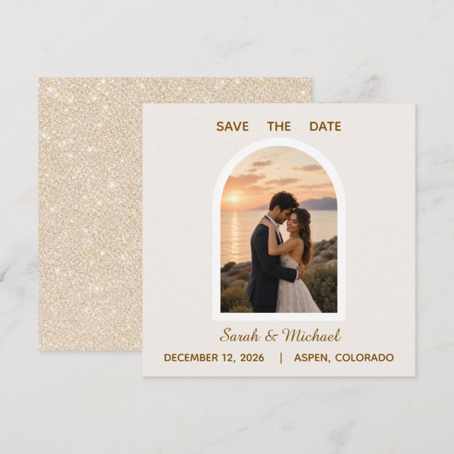 Reserve A Data O Casamento de Foto Arco Moderno Save the Date (Frente/Verso)