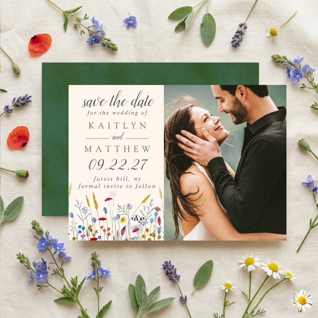 Reserve A Data O Conjunto de Casamento Prado de Flores Silvestres (Criador carregado)