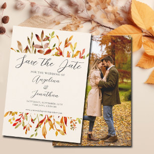Reserve A Data O Elegante Watercolor Autumn Deixa Foto De Casal