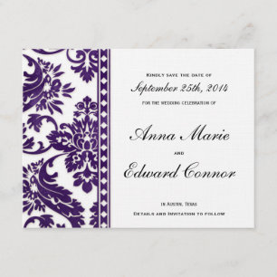 Reserve A Data O local do Damasco de Vintage Roxo Salve as Datas