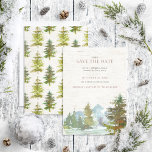 Reserve A Data O Natal da Floresta Russa da Montanha Salva a Data<br><div class="desc">Este feriado de Natal da floresta de montanha russa Salve a data o convite apresenta uma linda cena de aquarela de um lago coberto de árvore com montanhas cobertas de neve atrás, em um fundo de latido de pássaro falso. O verso do convite apresenta pinheiros verdes espalhados pelo latido de...</div>