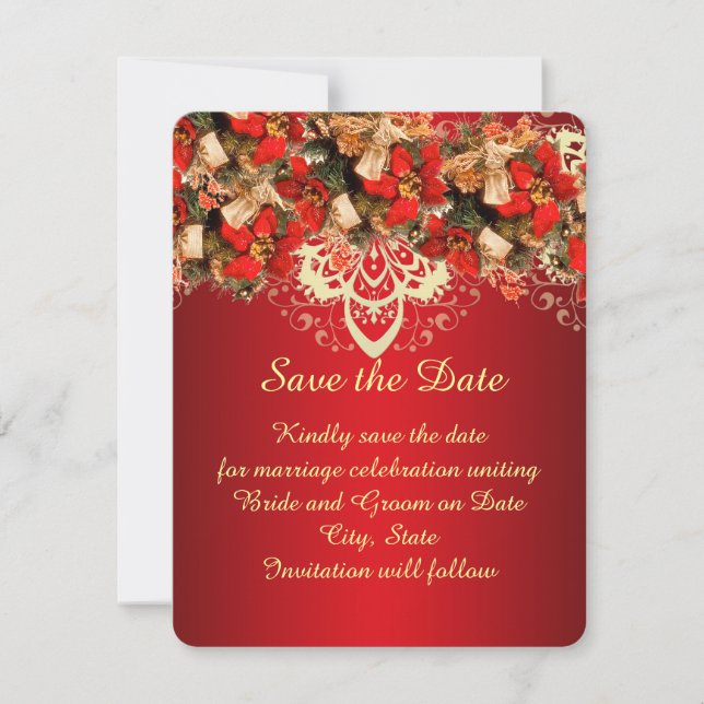 Reserve A Data O Natal Elegante Vermelho Deseja Salvar a data (Frente)