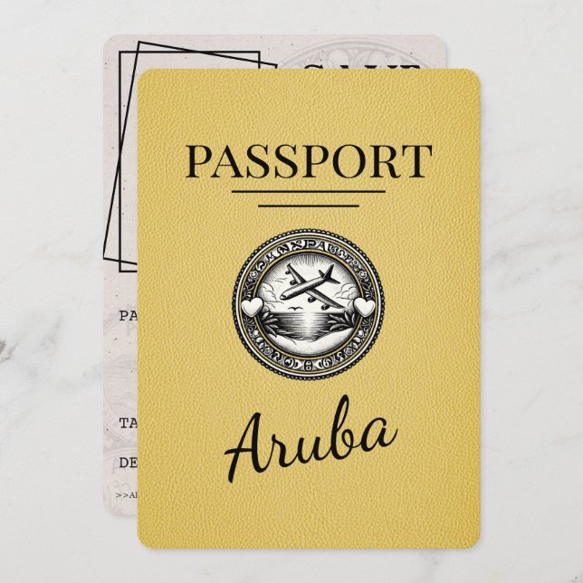 Reserve A Data O Passaporte Aruba Amarelo Salva A Data (Frente/Verso)