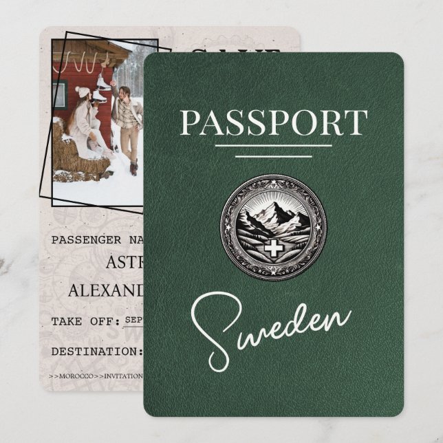 Reserve A Data O Passaporte De Suecia Verde Salva A Data (Frente/Verso)