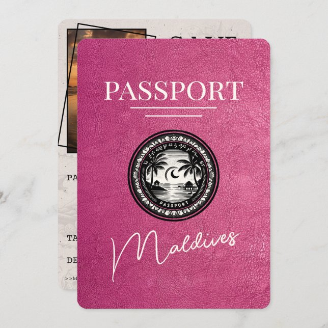 Reserve A Data O Passaporte Magenta Maldivas Salva A Data (Frente/Verso)