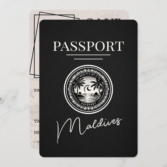 Reserve A Data O Passaporte Preto Maldivas Salva A Data (Frente/Verso)