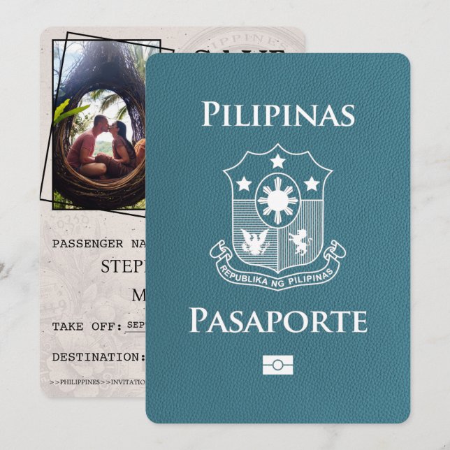 Reserve A Data O Passaporte Teal Filipinas Exceto A Data (Frente/Verso)