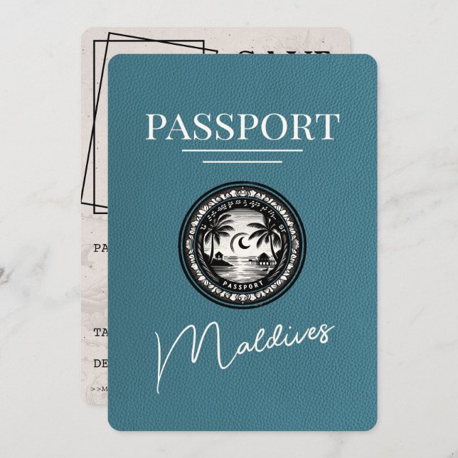 Reserve A Data O Passaporte Teal Maldives Salva A Data (Frente/Verso)