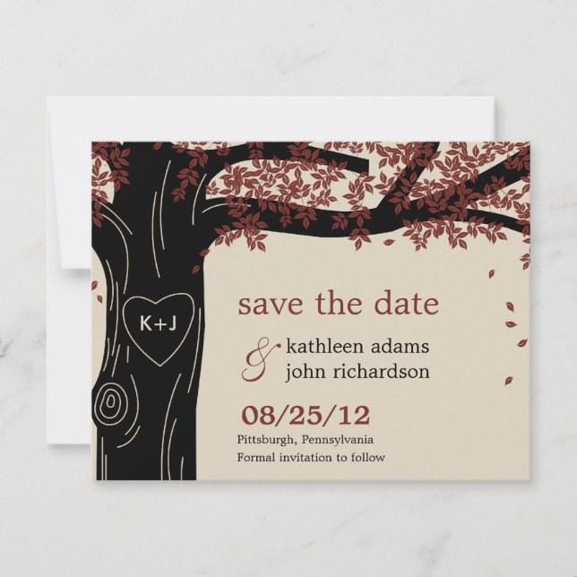 Reserve A Data Oak Tree Weding The Date Card (Frente)