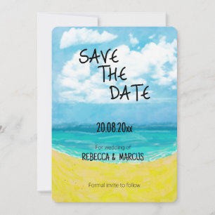 Reserve A Data Ocean Serenity Save the Date - Praia em Aquarela