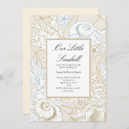 Reserve A Data Oceano Náutico de Seashell de Chá de fraldas de pr