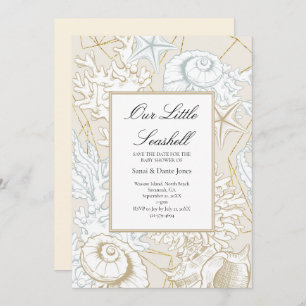 Reserve A Data Oceano Náutico de Seashell de Chá de fraldas de pr