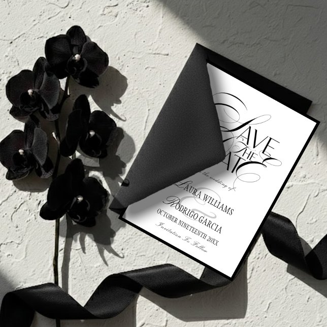 Reserve A Data Old Money Photo Flat Save The Date Card (Criador carregado)