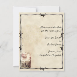 Reserve A Data Old West Boots and Buquês Save the Date Card
