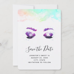 Reserve A Data Olhos Roxos Glamourosos e Sobrancelhas em Aquarela
