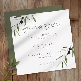 Reserve A Data Olive Branch Watercolor Elegant Minimalist Wedding