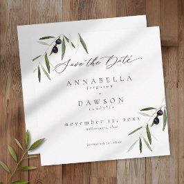 Reserve A Data Olive Branch Watercolor Elegant Minimalist Wedding