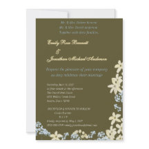 Olive & Gold Floral Wedding Invitation