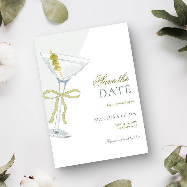 Reserve A Data Olive Martini French Coquette Laço Casamento Vinta (Criador carregado)