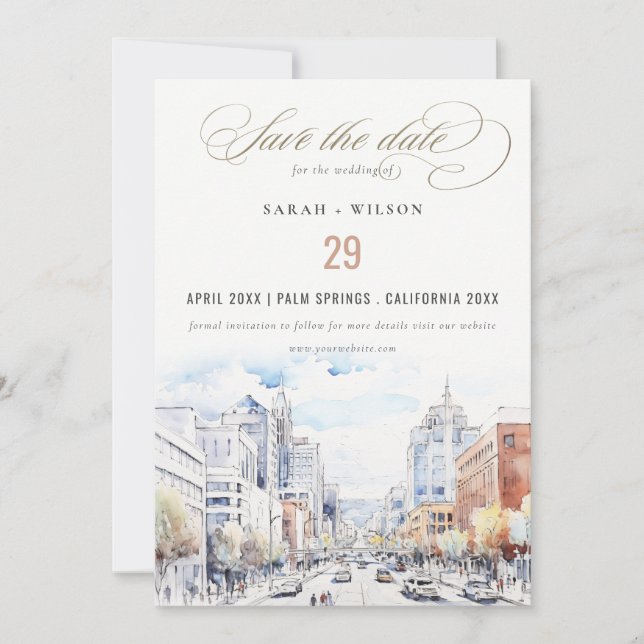 Reserve A Data Omaha Nebraska Watercolor Landscape Wedding (Frente)