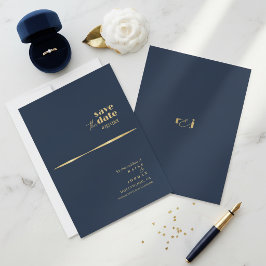 Reserve A Data Ondas Esculturais Casamento Dourado Azul Naval ID1