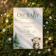 Opossum Woodland Baby Shower Invitation