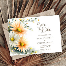 Reserve A Data Orange and White Daisies Wedding Save the Date