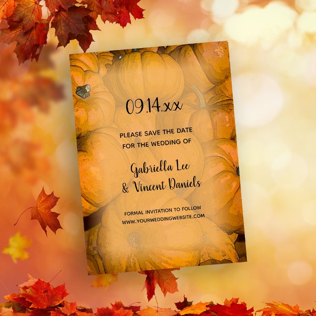 Reserve A Data Orange Autumn Pumpkins Casando Salve a Data (Criador carregado)