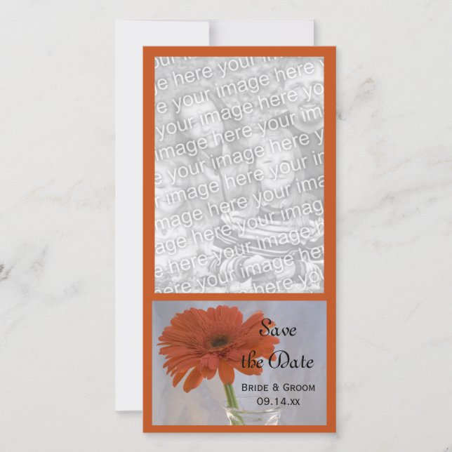 Reserve A Data Orange Daisy em Vase Wedding Salvar Data (Frente)