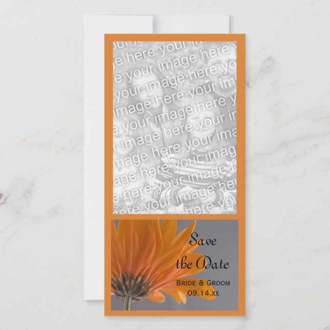Reserve A Data Orange Daisy no casamento da Cinza Salve a data (Frente)