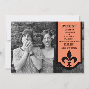 Reserve A Data Orange Fleur De Lis Banner Salvar a Data Convidar
