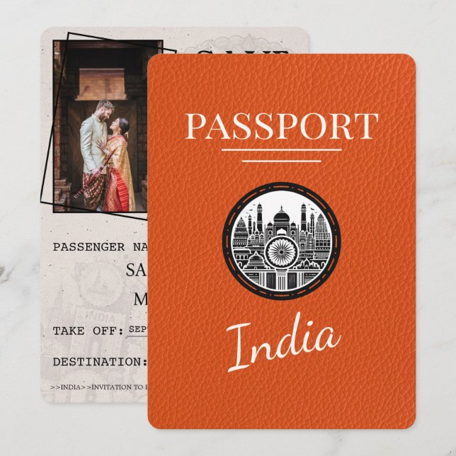 Reserve A Data Orange India Passport Salvar a data (Frente/Verso)