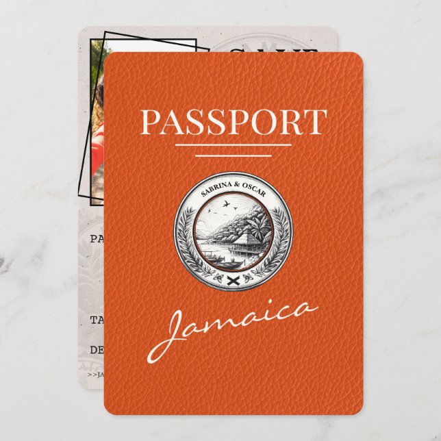 Reserve A Data Orange Jamaica Passport Salvar a data (Frente/Verso)