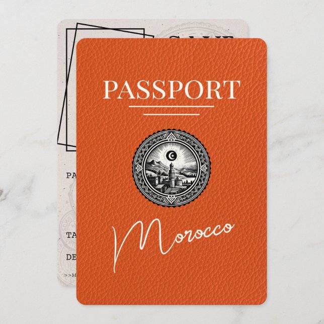 Reserve A Data Orange Marrocos Passaporte Salvar Data (Frente/Verso)