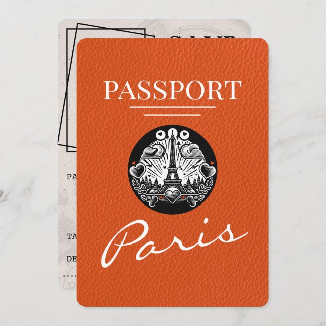 Reserve A Data Orange Paris Passaporte Salvar Data (Frente/Verso)