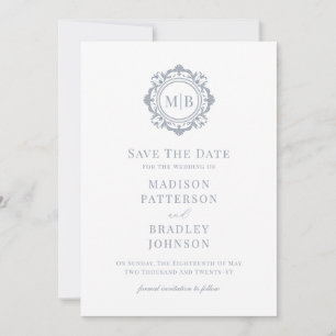 Reserve A Data Ornamentado Floral Monograma Silver Casamento