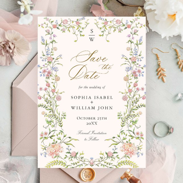 Reserve A Data Ornamentado Grace Pastel Blush Casamento Floral (Criador carregado)
