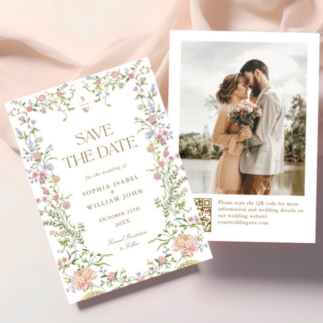 Reserve A Data Ornamentado Grace Pastel Blush Foto Floral Casamen (Criador carregado)