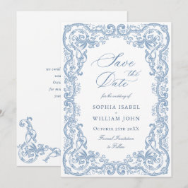 Reserve A Data Ornamentado Renascentista Casamento Azul Dusty