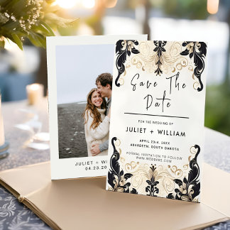 Reserve A Data Ornamentado Retro-Árabe Casamento tema damasco Neg