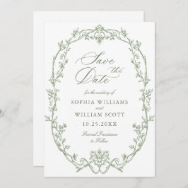 Reserve A Data Ornamentado vitoriano Floral Sage Green Wedding Có