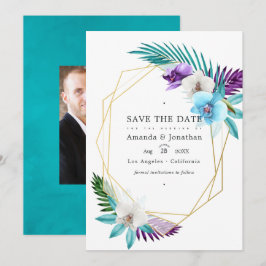 Reserve A Data Orquídeas Geométricas Tropicais Foto de Casamento