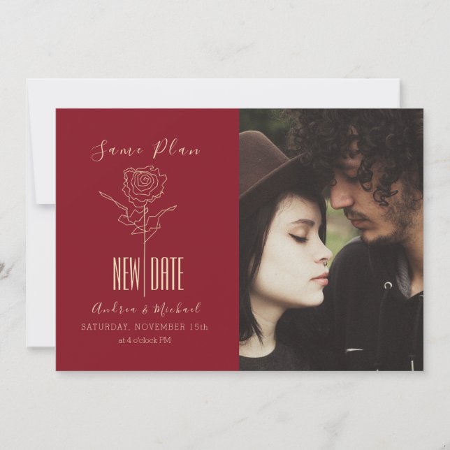 Reserve A Data Ortografia Moderna Elegante Adiou Casamento (Frente)