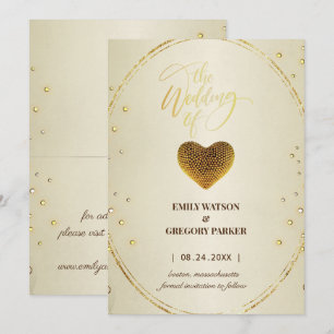 Reserve A Data Ouro elegante diamantes coração salvar a data