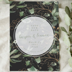 Reserve A Data Ouro Eucalyptus Boho Elegante Onyx Pampas Preto