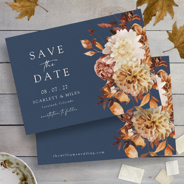 Reserve A Data Outono Azul-Marinho (Navy Fall Save The Date
)